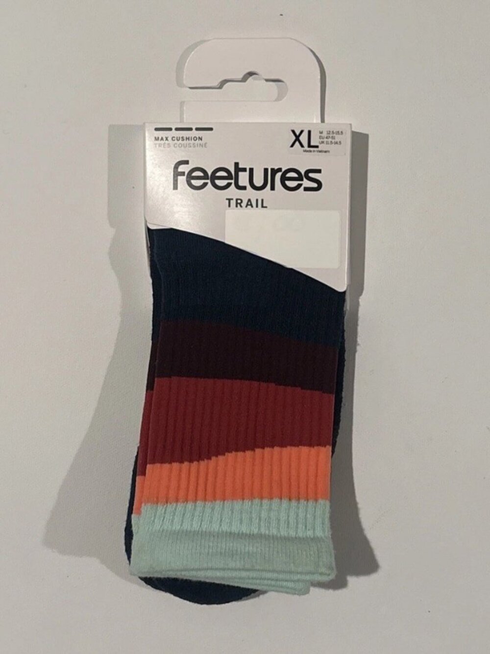 3 Pairs Feetures Socks Trail Max Cushion Mini-Crew Ascent Navy XL - Picture 9 of 11